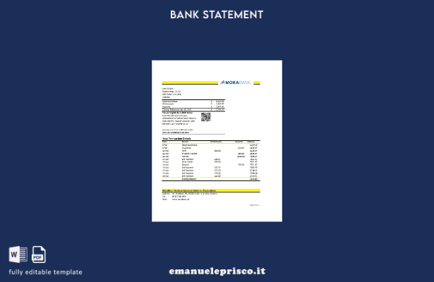 modello Excel di estratto conto bancario Andorra Mora in stile verificato